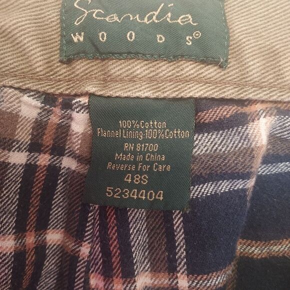 Big Mens Scandia Woods 100% Cotton Flannel Lined Khaki 5 Pocket Jeans Size 48S - Picture 2 of 4